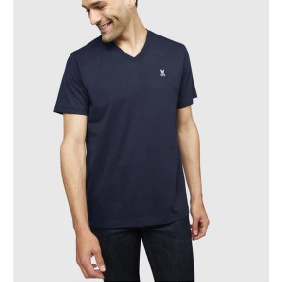 Psycho Bunny Mens Classic V Neck Tee in Navy - Picture 1 of 8